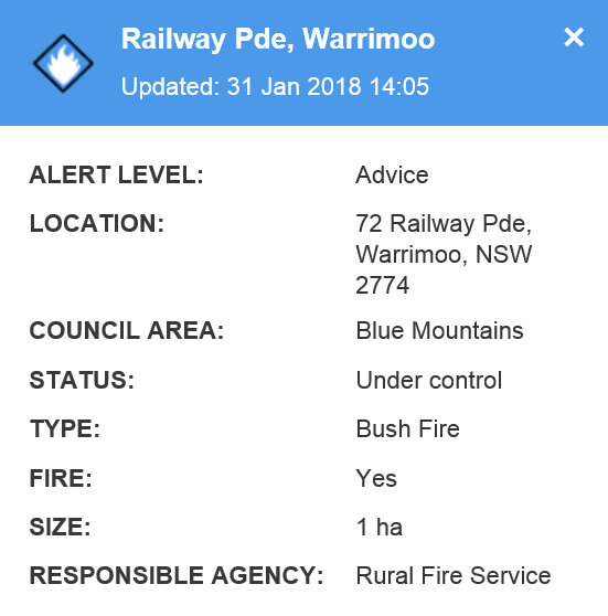 Railway Pde, Warrimoo Fire 1 