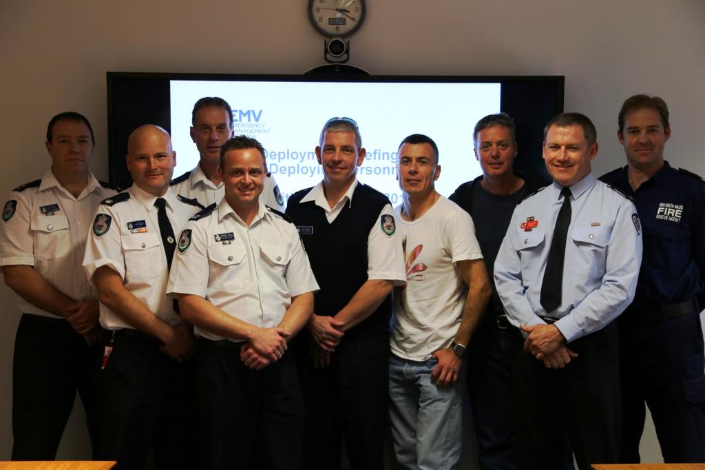 Firefighters prior to their deployment to wildfires in Canada