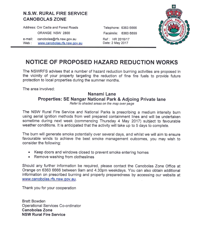 South East of the Nangar National Park Hazard Reduction 2