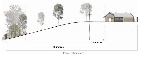 Image showing the clearing of trees within 10 metres of a home and vegetation within 50 metres of a home