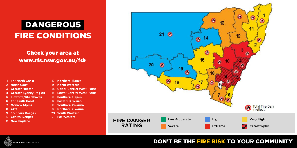 Forecast Fire Conditions for the 21st December 2019