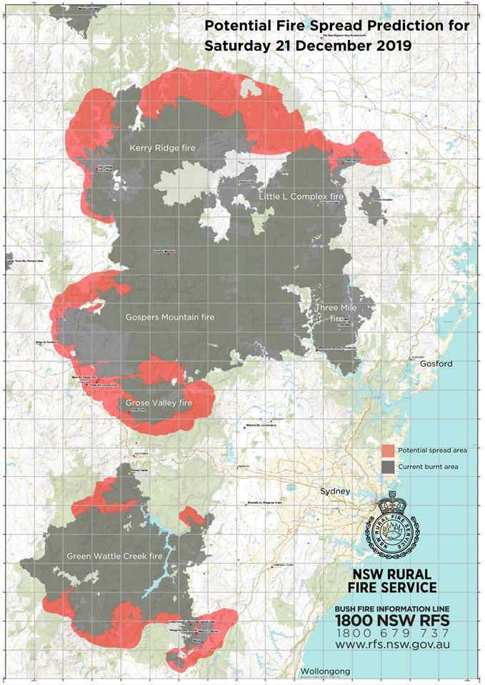 Potential fire spread 21st December 2019
