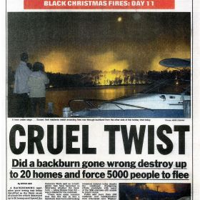 The Daily Telegraph reports on the Black Christmas fires, 2001.
