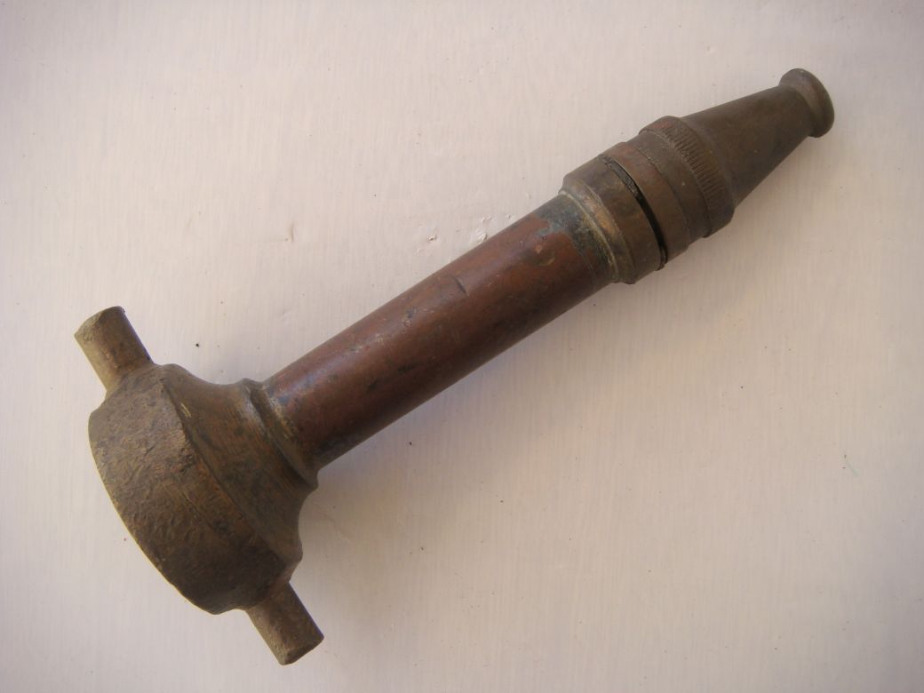 1940s Brass Copper Straight Branch and Nozzle bsp 60 195mm Nozzle with aperture