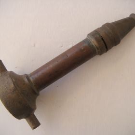 1940s Brass Copper Straight Branch and Nozzle bsp 60 195mm Nozzle with aperture