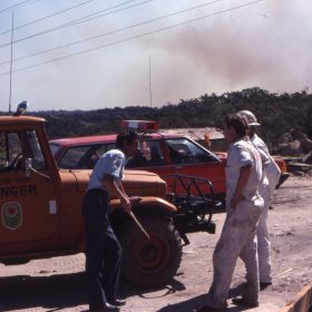 Operational Personal Protective Equipment White Overalls and Fire Control Officer Dress Uniform, 1980