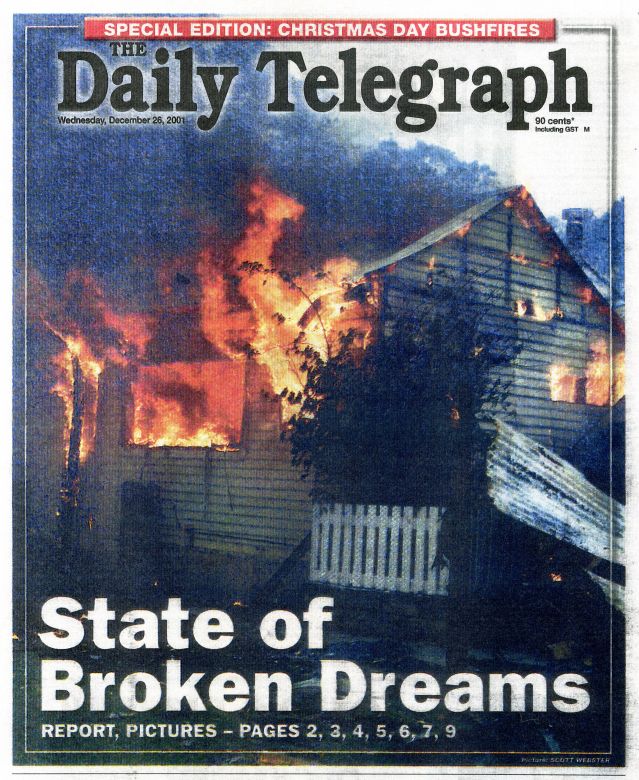 The Daily Telegraph publishes a special edition reporting on the Black Christmas fires, 2001.