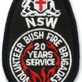 1982 - NSW Volunteer Bush Fire Brigades - 20 Years of Service patch