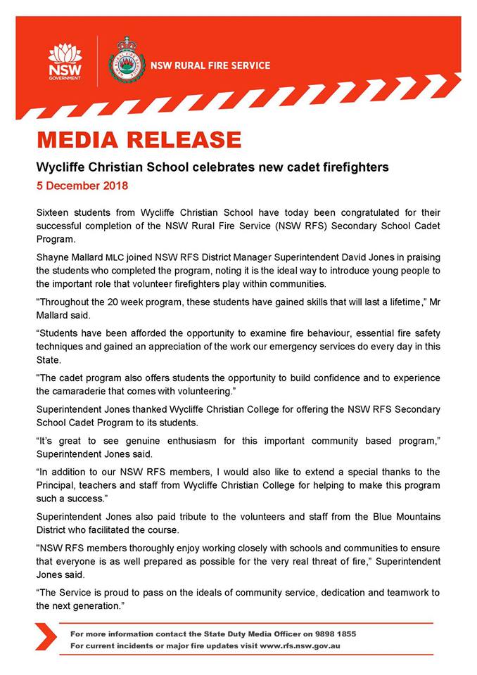 Wycliffe Media release