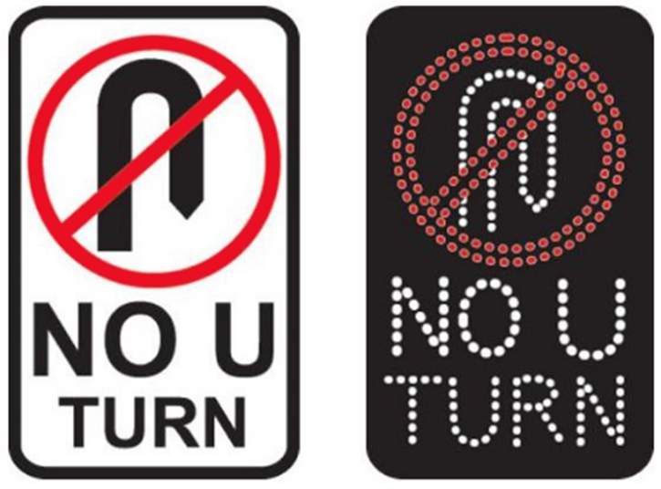 Examples of No U-Turn signage