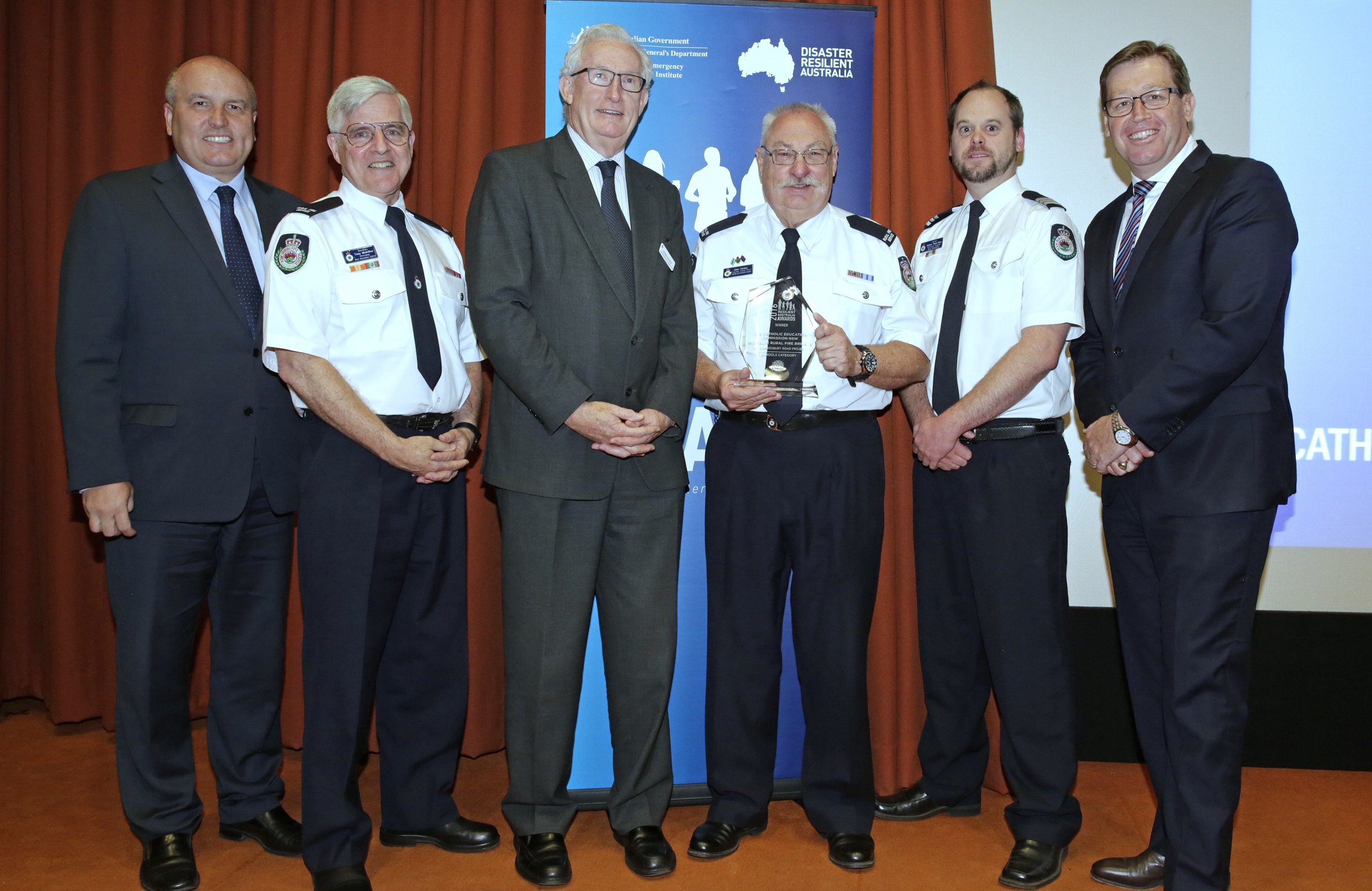 Winmalee Rural Fire Brigade at Resilient Australia Awards, with Emergency Services Minister David Elliott and Deputy Premier Troy Grant.