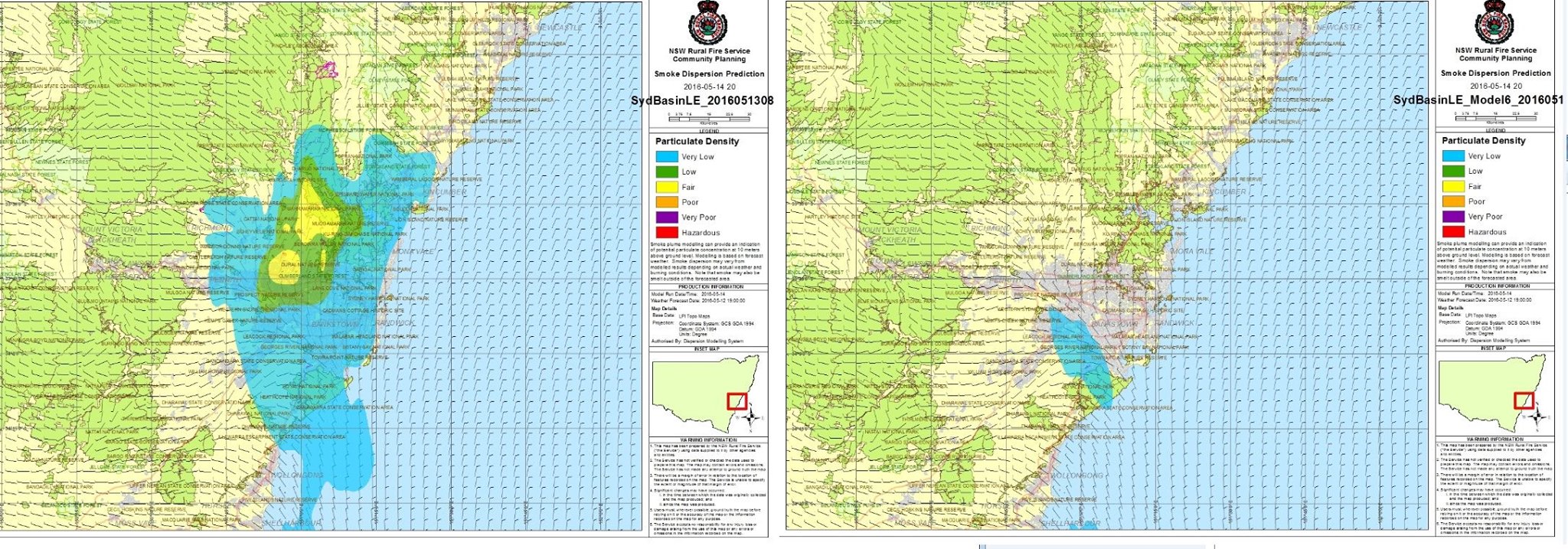 Hazard reduction smoke 14 and 15 May 2016