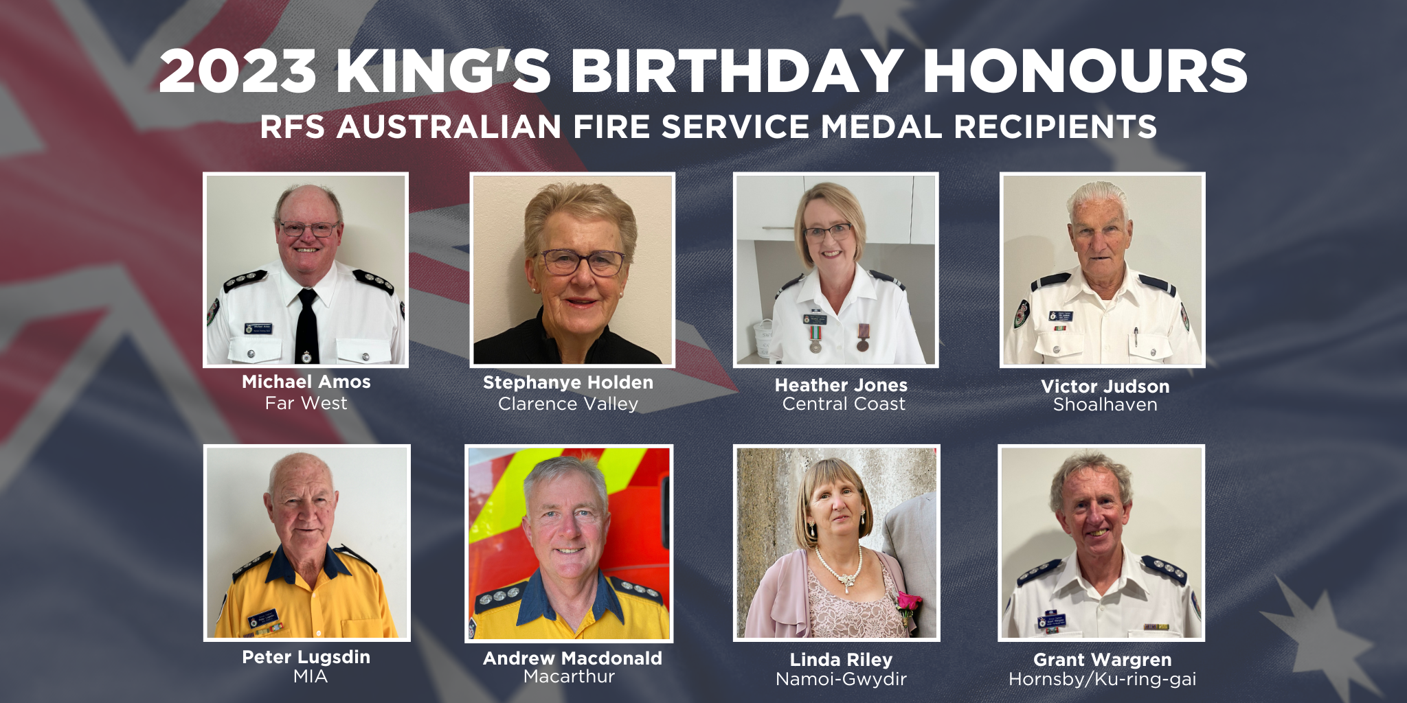Eight RFS volunteers receive King’s Birthday Honours