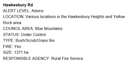 Winmalee Bush Fire Emergency