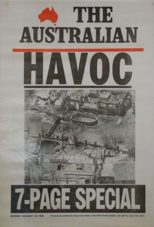 The Australian,1994 The Australian reports on the fires which destroyed more that 200 homes.