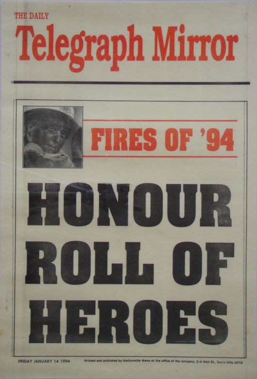 The Daily Telegraph Mirror, 1994 The Daily Telegraph Mirror publishes an honour roll after the 1994 Sydney fires.