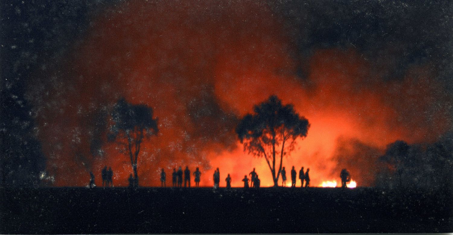 Black Christmas, 2001 Fire rages into the night during the Black Christmas fires, 2001.
