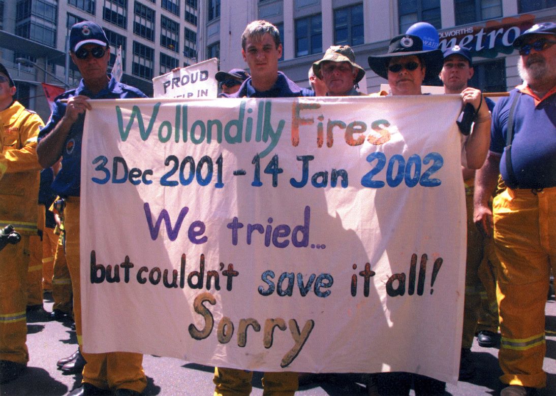 Thank you parade in Sydney after the Black Christmas fires, 2001 Thank you parade in Sydney after the Black Christmas fires, 2001.