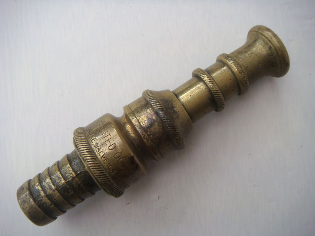 1920s Brass Nozzle to suit hose 125mm Gem by Crane Valve Co. 1920s Brass Nozzle to suit hose 125mm Gem by Crane Valve Co.
