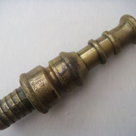 1920s Brass Nozzle to suit hose 125mm Gem by Crane Valve Co. 1920s Brass Nozzle to suit hose 125mm Gem by Crane Valve Co.