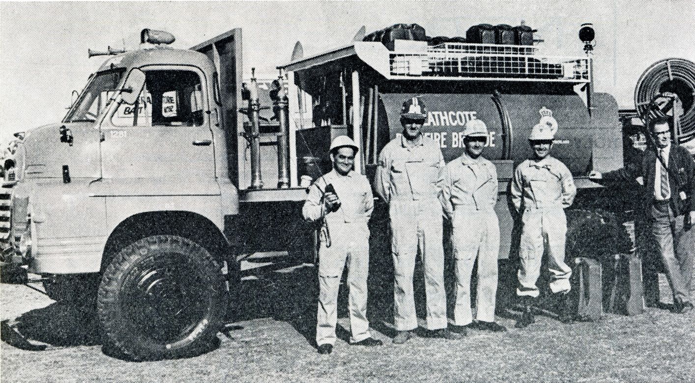 Heathcote Brigade with Yellow Overalls and Helmets, 1970