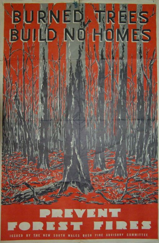 Burned Tree Build No Homes Prevent Forest Fires, 1940 Burned Tree Build No Homes Prevent Forest Fires, 1940