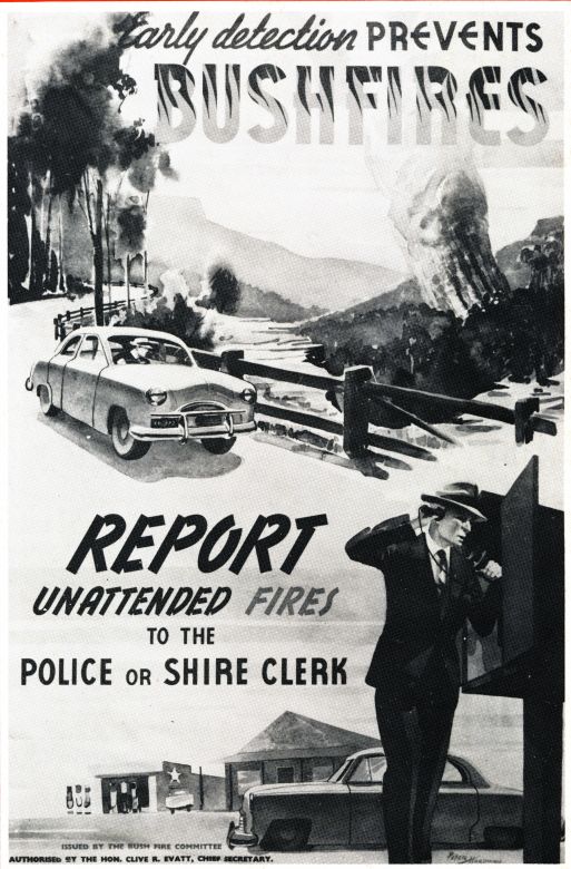 Early Detection Prevents Bush Fires. Report Unattended Fires, 1950 Early Detection Prevents Bush Fires Report Unattended Fires, 1950