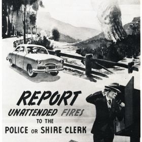 Early Detection Prevents Bush Fires. Report Unattended Fires, 1950 Early Detection Prevents Bush Fires Report Unattended Fires, 1950