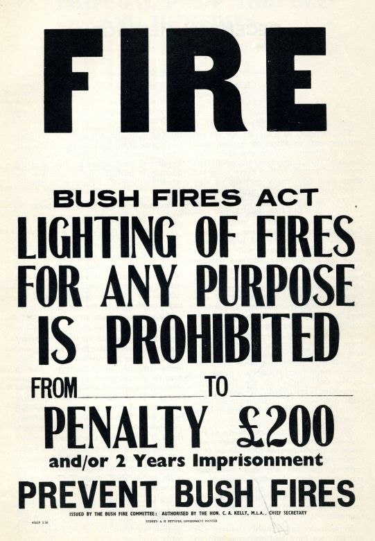 Prevent Bush Fires, 1956 FIRE Poster large, 1956