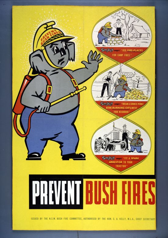 Prevent Bush Fires, 1962 Smokey says Fireplaces, Burning Off, Spark Arrestors, 1962