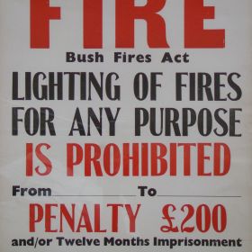 FIRE, 1965 FIRE. Bush Fires Act. Lighting of fires for any purpose is prohibited from _ to _. Penalty £200 and / or 12 months imprisonment. 1965