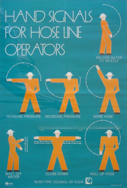 Hand signals for Hose-line Operators, 1984 Hand signals for Hose-line Operators, 1984