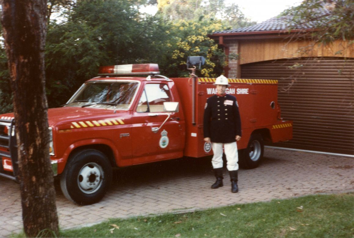 1984 Flyer and Alan Brinkworth in Operational Personal Protective Equipment using items from NSWFB